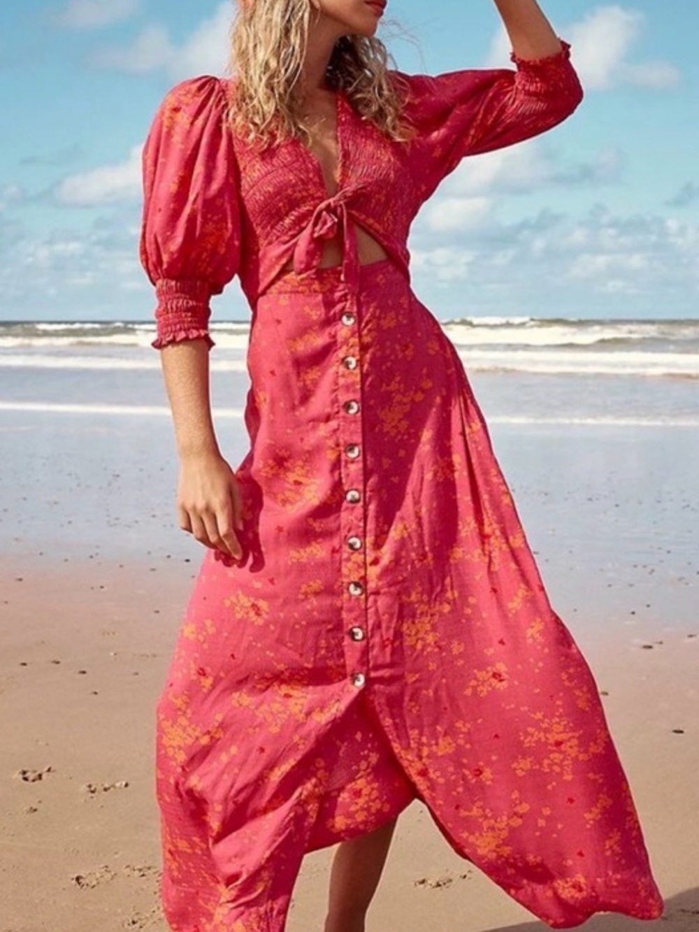 Free People String Of Hearts Printed Maxi Dress Size XS